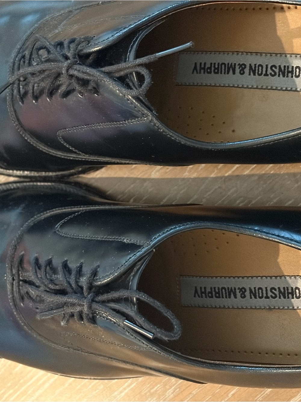 Johnston & Murphy Black Leather Lace-Up Oxfords